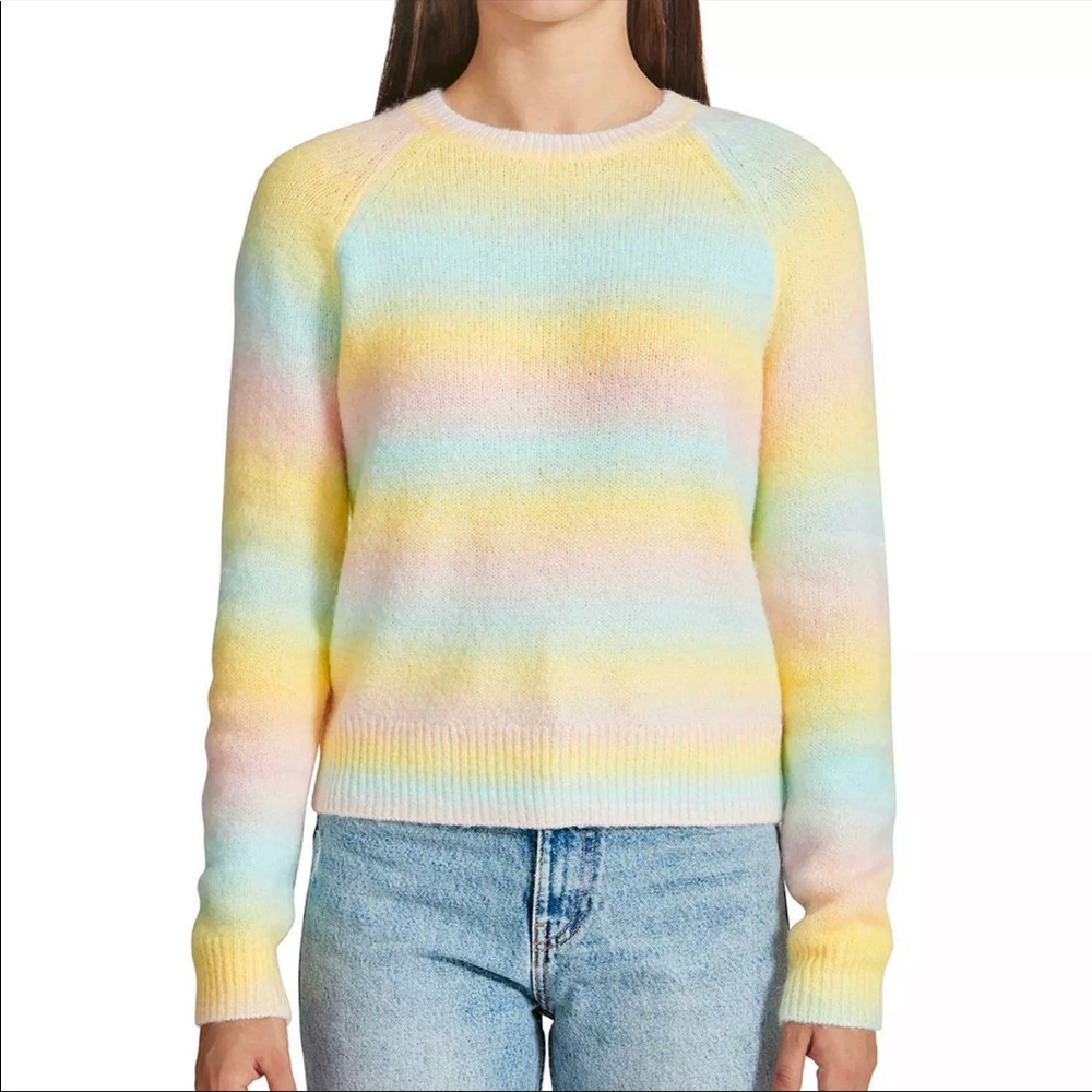 BB Dakota By Steve Madden Pastel Rainbow Striped Ombré Sweater